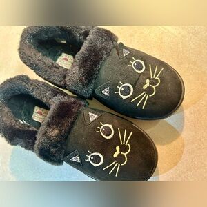 BOBS Cat Slippers Faux Fur lining Rubber Sole For Outdoors Sz. 7.5